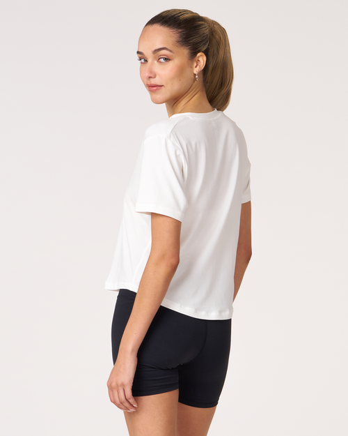 Rebody Active Rebody Essentials V Neck Short Sleeve Top In White