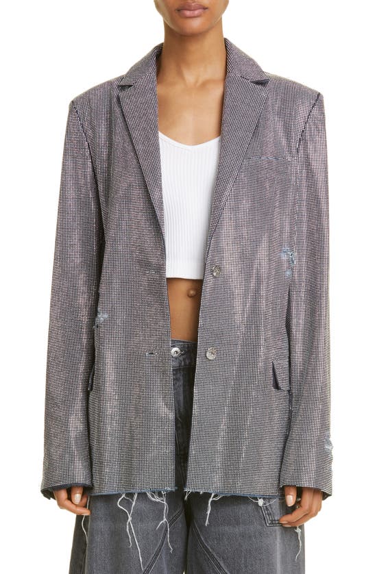 Jw Anderson J.w.anderson Used Sequin Denim Blazer Jacket In Indigo/ Silver