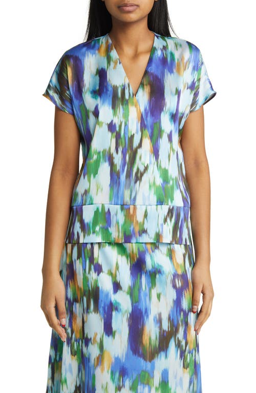 Misook Watercolor Crêpe de Chine Top Satn Sky/Mul at Nordstrom,