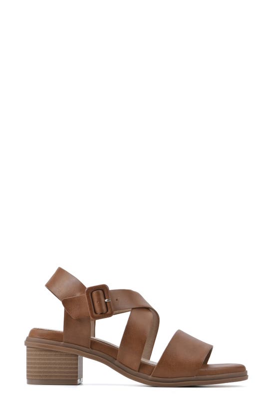 Cliffs By White Mountain Cordovan Heeled Sandal In Whiskey/ Burnished/ Smooth