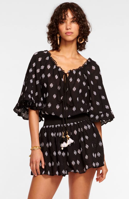 Shop Ramy Brook Tena Embroidered Cover-up Minidress In Black/white Combo