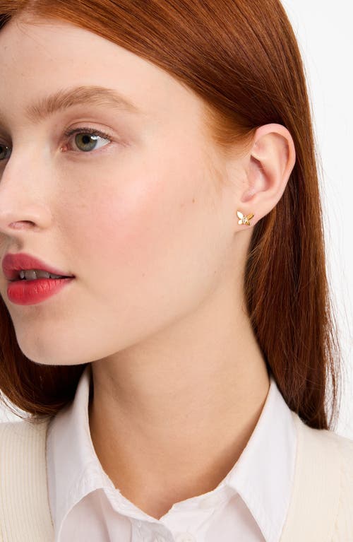 Shop Kate Spade New York Social Butterfly Mini Stud Earrings In Clear/gold.