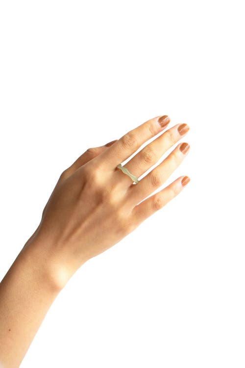Seree Mermaid Off White Skinny Jade Ring In Light Green