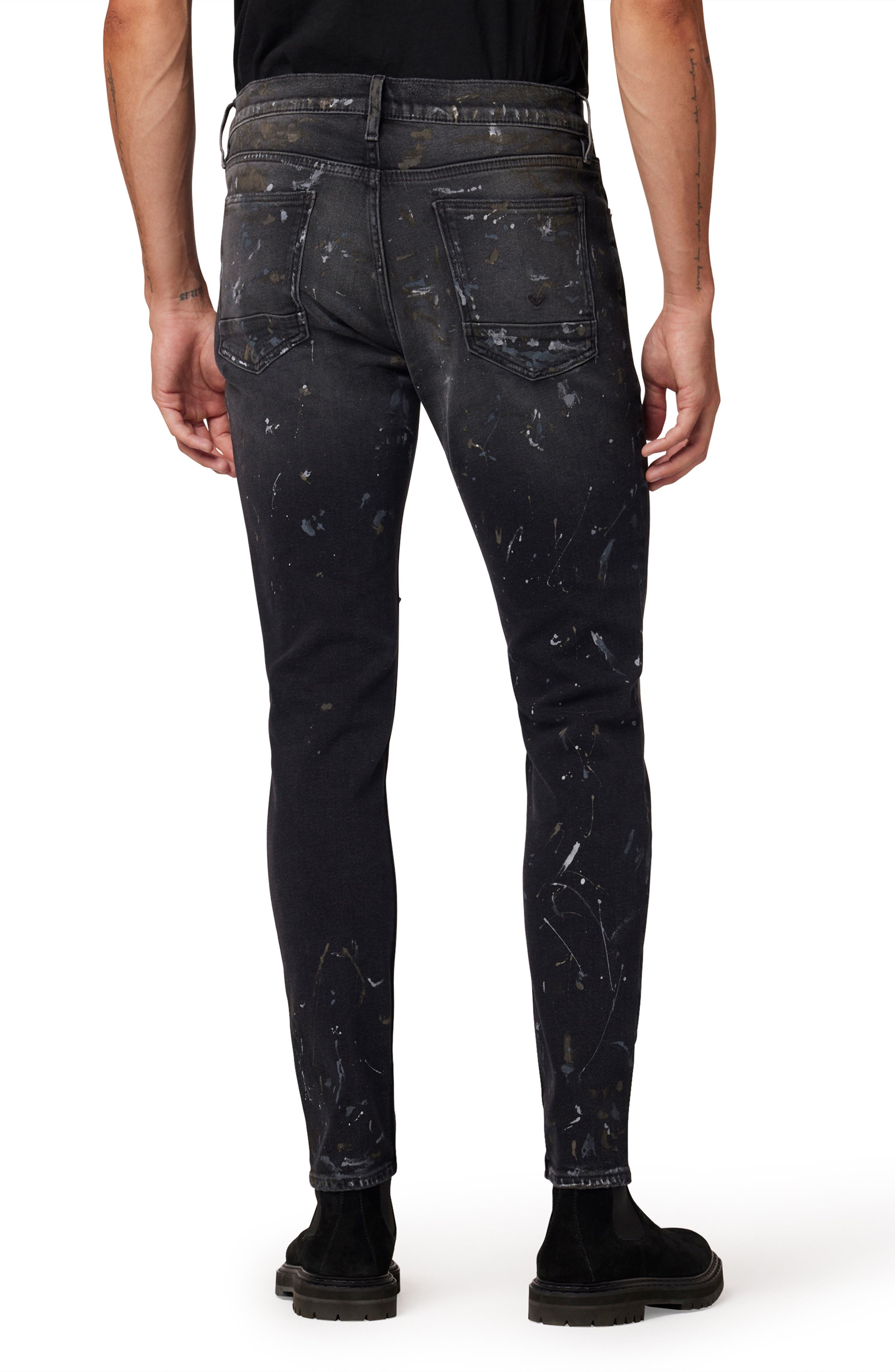 paint splatter black jeans mens