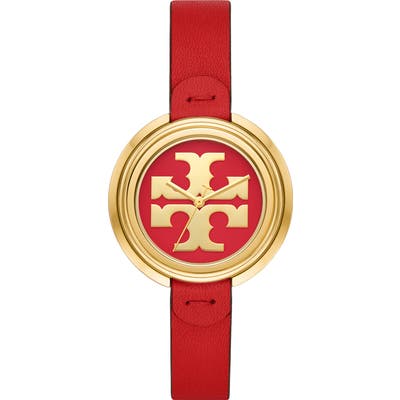 Tory Burch The Miller Leather Strap Watch,