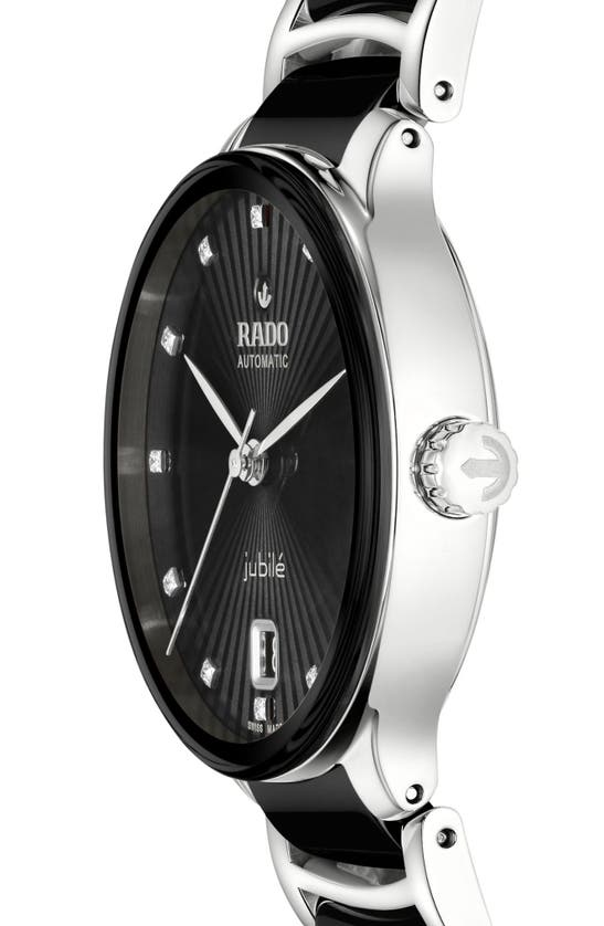 Shop Rado Centrix Automatic Diamond Bracelet Watch, 35mm In Black/ Silver