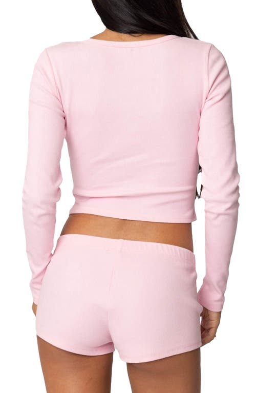 Edikted Rebekah Rib Henley In Light-pink