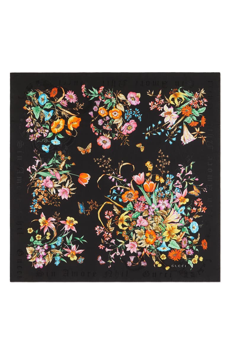 Gucci Sine Amore Floral Print Silk Twill Scarf | Nordstrom