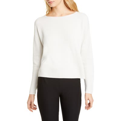 Eileen Fisher Bateau Neck Silk Blend Top, Beige