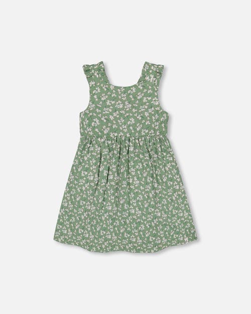 Deux Par Deux Girl's Sleeveless Muslin Dress Green Jasmine Flower Print at Nordstrom