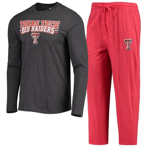 Men's Concepts Sport Red/Heathered Charcoal Texas Tech Red Raiders Meter Long Sleeve T-Shirt & Pants Sleep Set