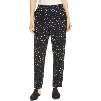 Petite Eileen Fisher Tapered Organic Cotton Ankle Pants, Black