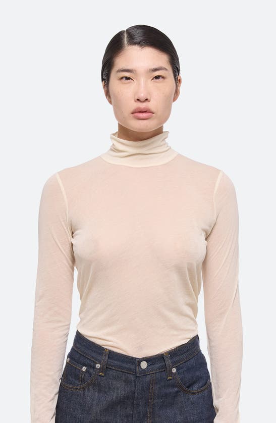 Shop Helmut Lang Two Way Sheer Turtleneck Top In Vanilla