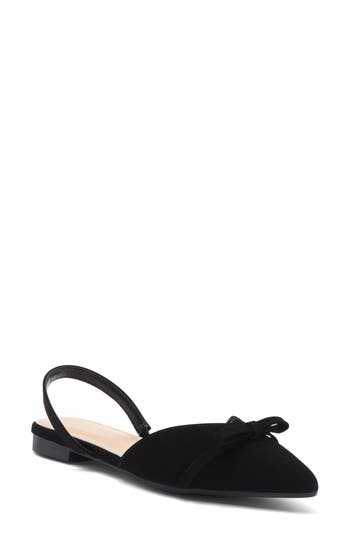 Top Guy Shoes Garner Slingback Pointed Toe Flat In Black Nubuck