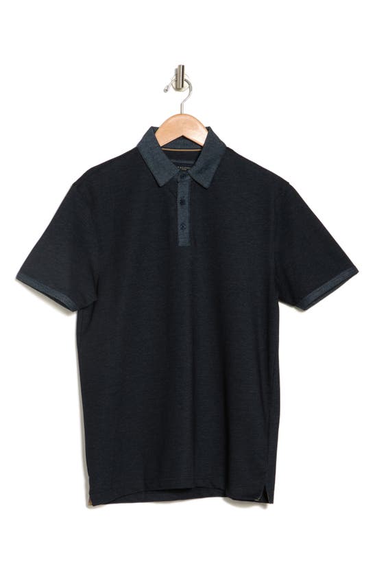 Denim And Flower Contrast Collar Polo In Navy W/ Denim Blue