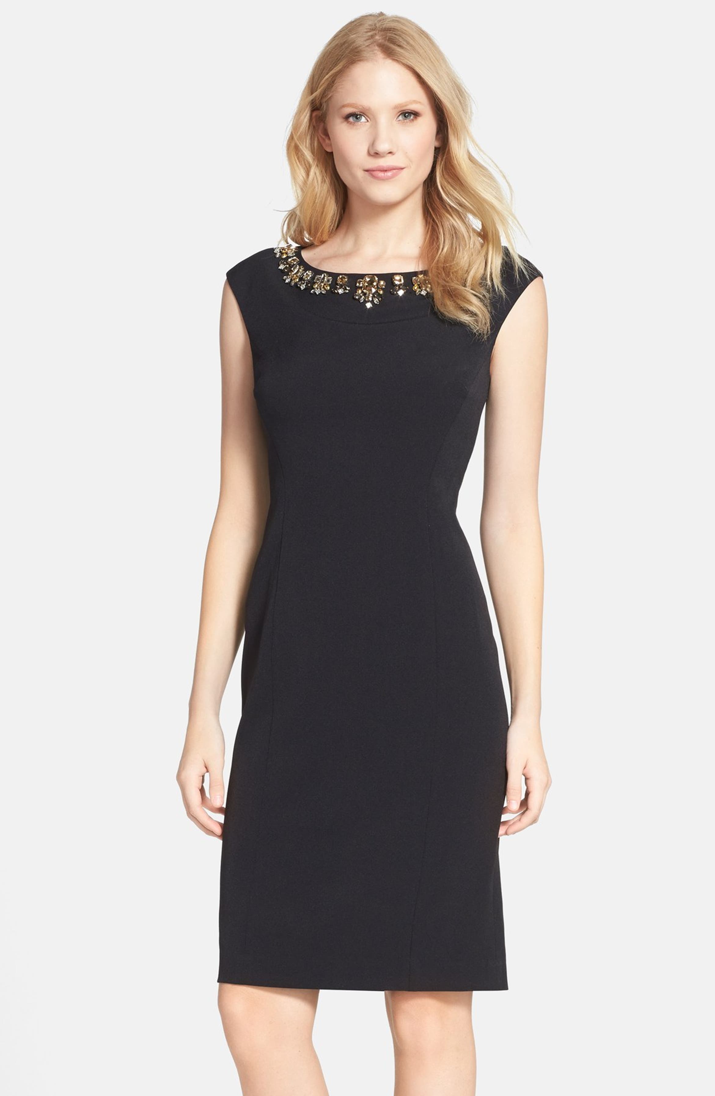 Eliza J Embellished Crepe Sheath Dress | Nordstrom