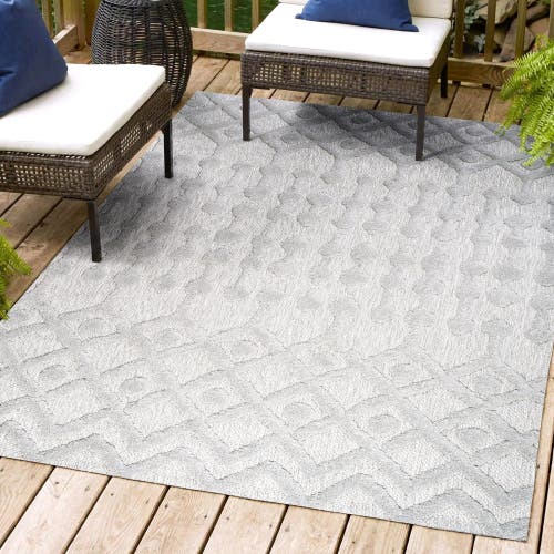 Shop Jonathan Y Peralta Moroccan Diamond Indoor/outdoor Area Rug In Light Gray