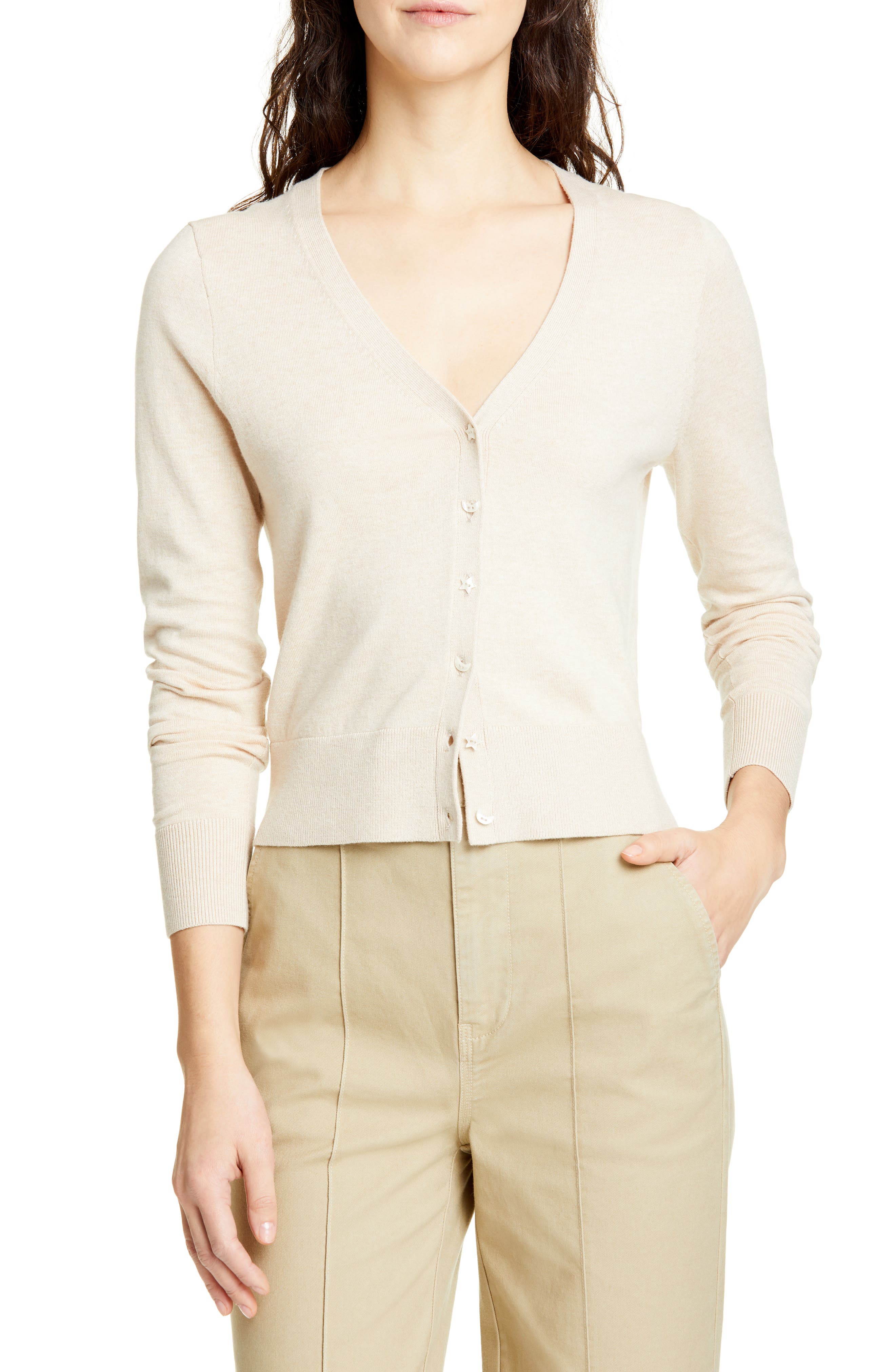 Alex Mill Crop Cotton Blend Cardigan, Brown