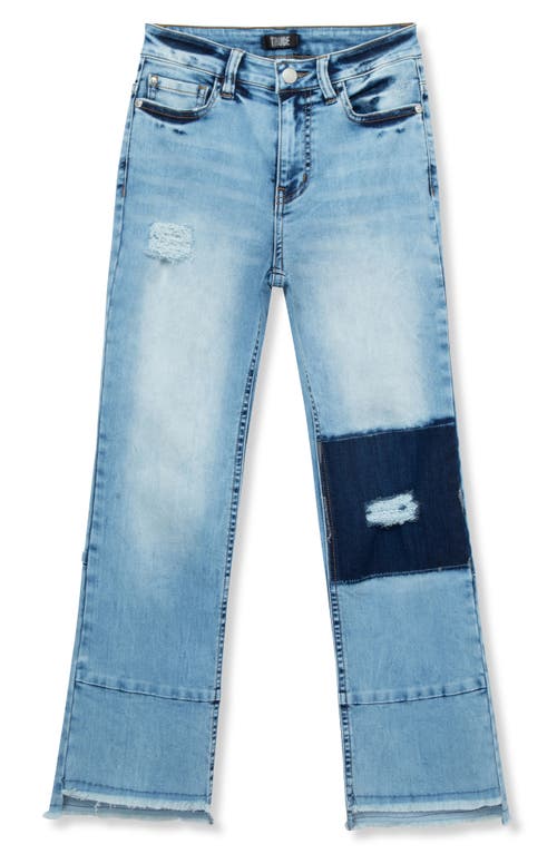 Truce Kids' Ripped Step Hem Flare Jeans In Light Stone