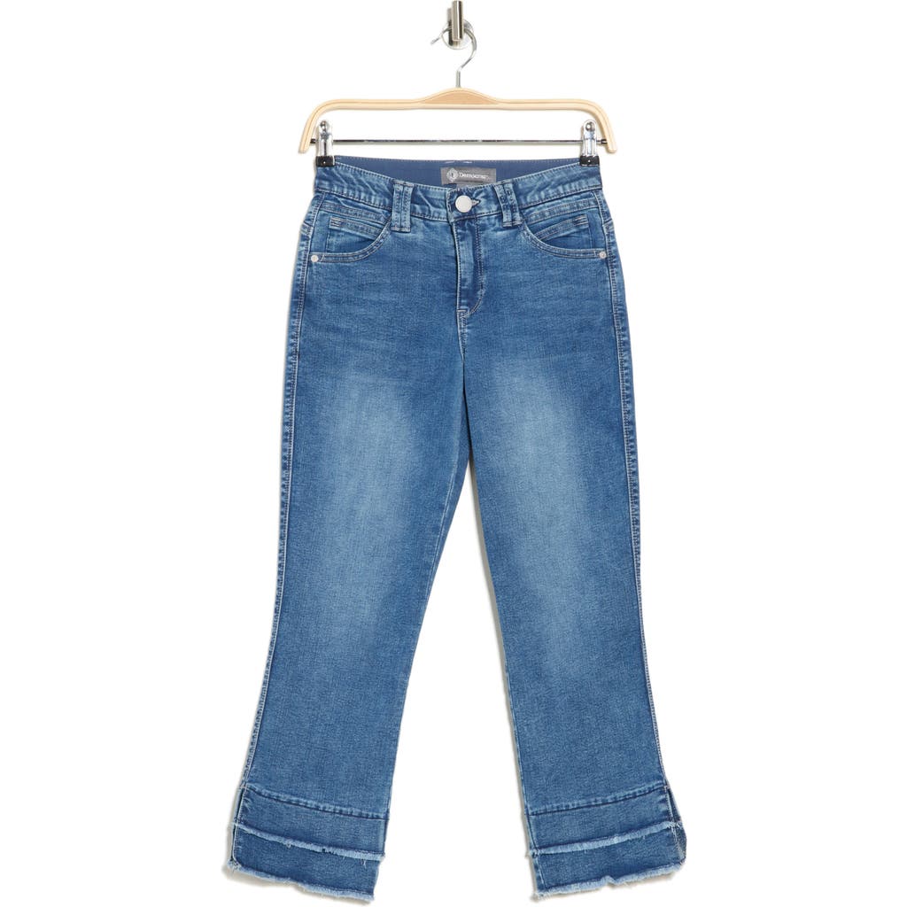 Shop Democracy Double Fray Straight Leg Jeans In Mid Blue