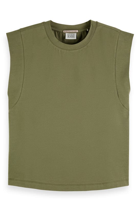 Shop Scotch & Soda Mercerized Muscle Tee In Washed Military