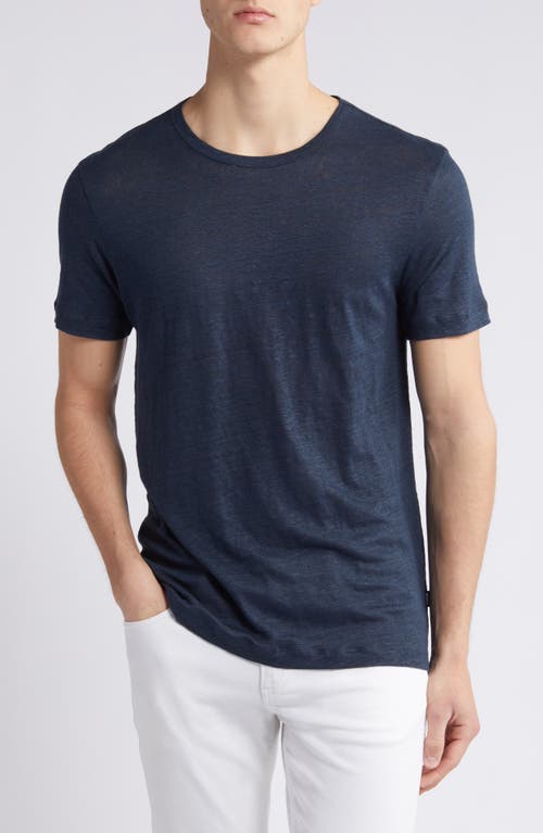 BOSS Tiburt Linen T-Shirt Dark Blue at Nordstrom,