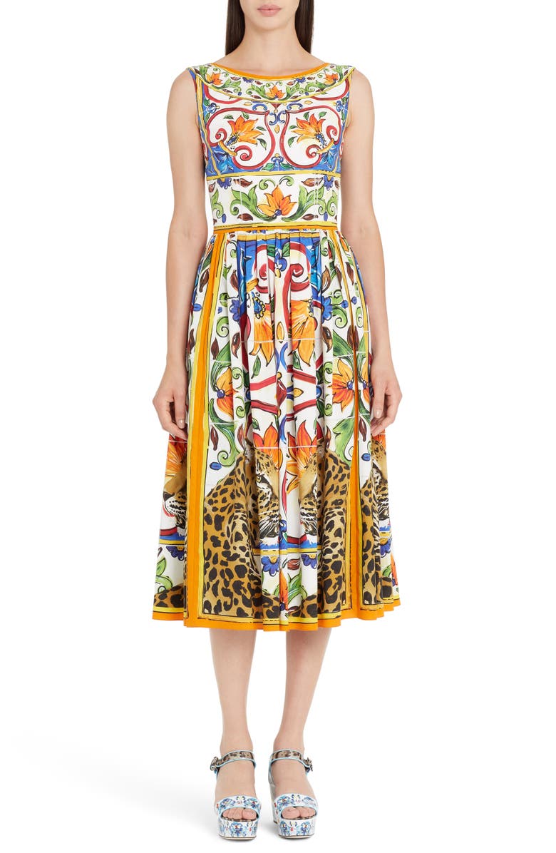 Dolce&Gabbana Maiolica Print Fit & Flare Dress | Nordstrom