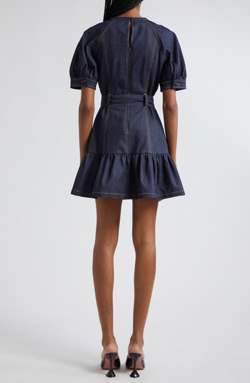 Shop Cinq À Sept Madi Puff Sleeve Belted Dress In Indigo