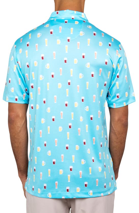 Shop Construct Beer Print Polo In Blue