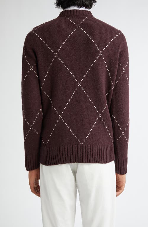 Eleventy Argyle Wool Crewneck Sweater In Barolo Sand