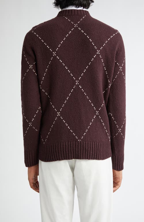 Shop Eleventy Argyle Wool Crewneck Sweater In Barolo Sand