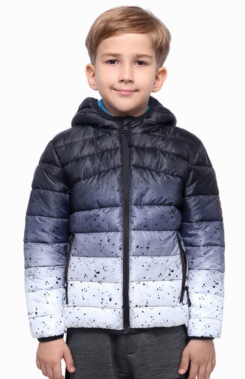 Rokka&rolla Kids' Reversible Lightweight Puffer Jacket In Dark Grey Space/hawaiian Ocean