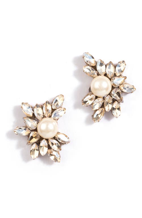Deepa Gurnani Sahana Imitation Pearl Stud Earrings In Gold