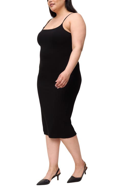 The Standard Stitch The Spaghetti Strap Midi Dress In Onyx