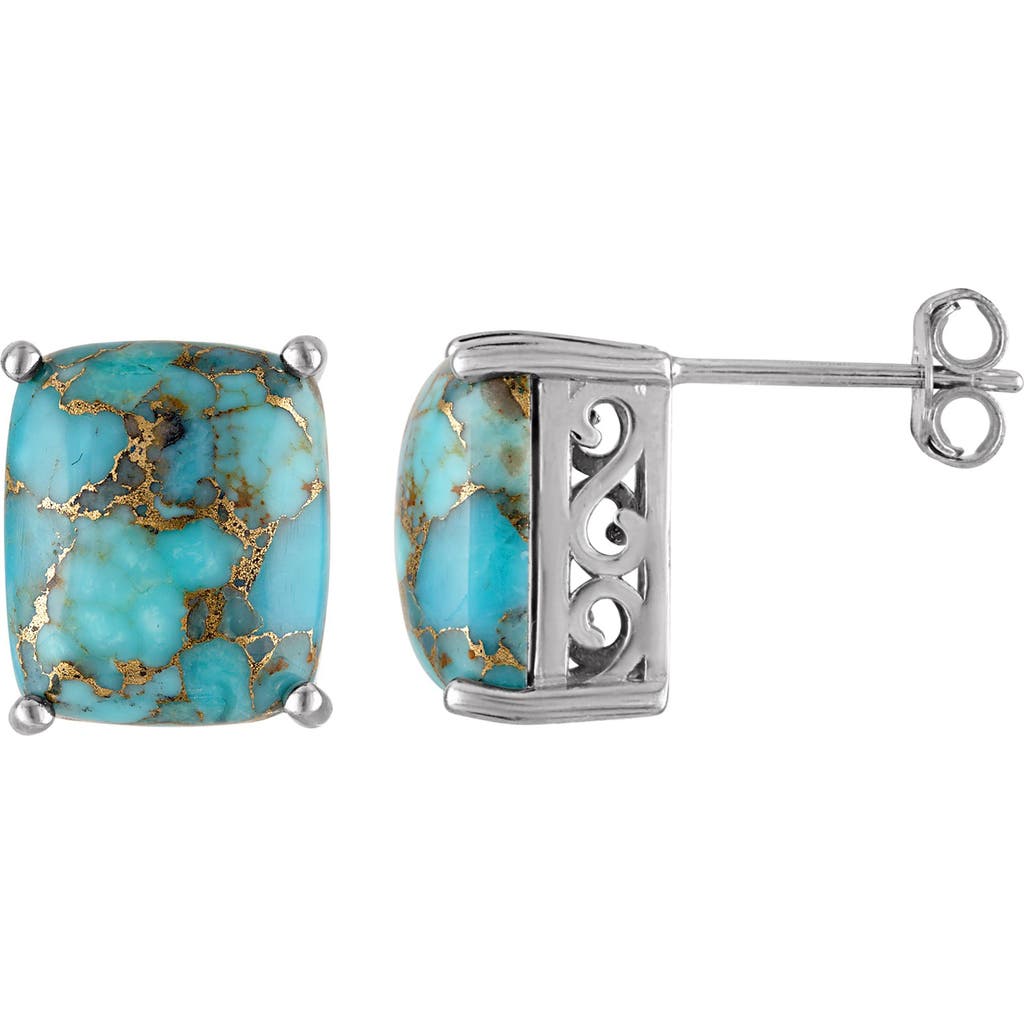 Fzn Sterling Silver Turquoise Stud Earrings In Blue Topaz