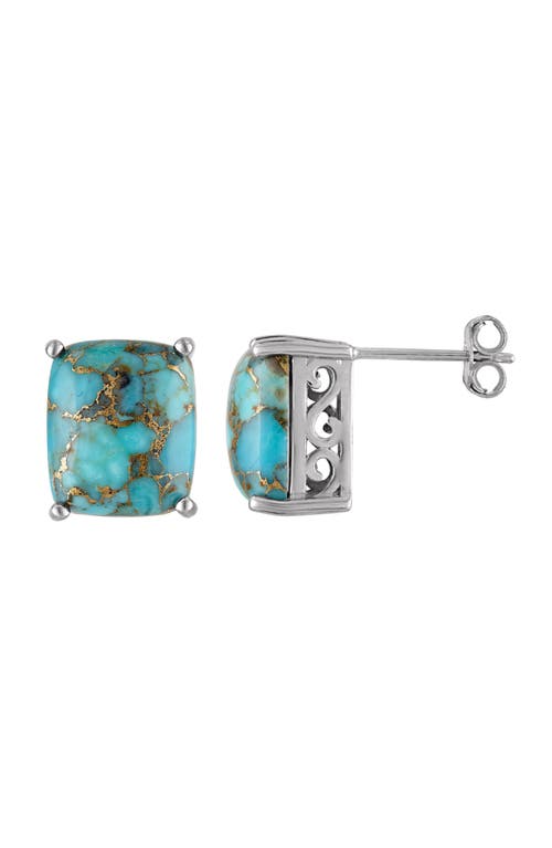 Fzn Sterling Silver Turquoise Stud Earrings In Blue Topaz