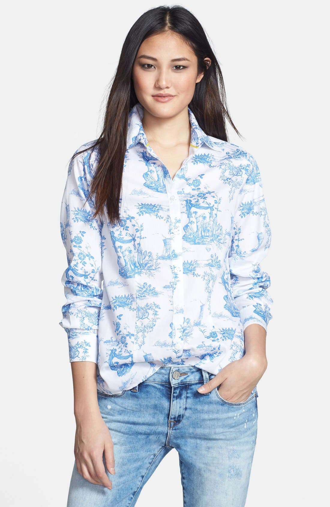 Foxcroft 'Vintage Toile' Print Cotton Shirt (Petite) Nordstrom