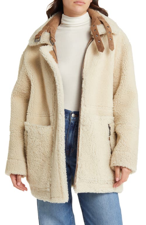 Dez Reversible Double Face Genuine Shearling & Suede Jacket in Cashew