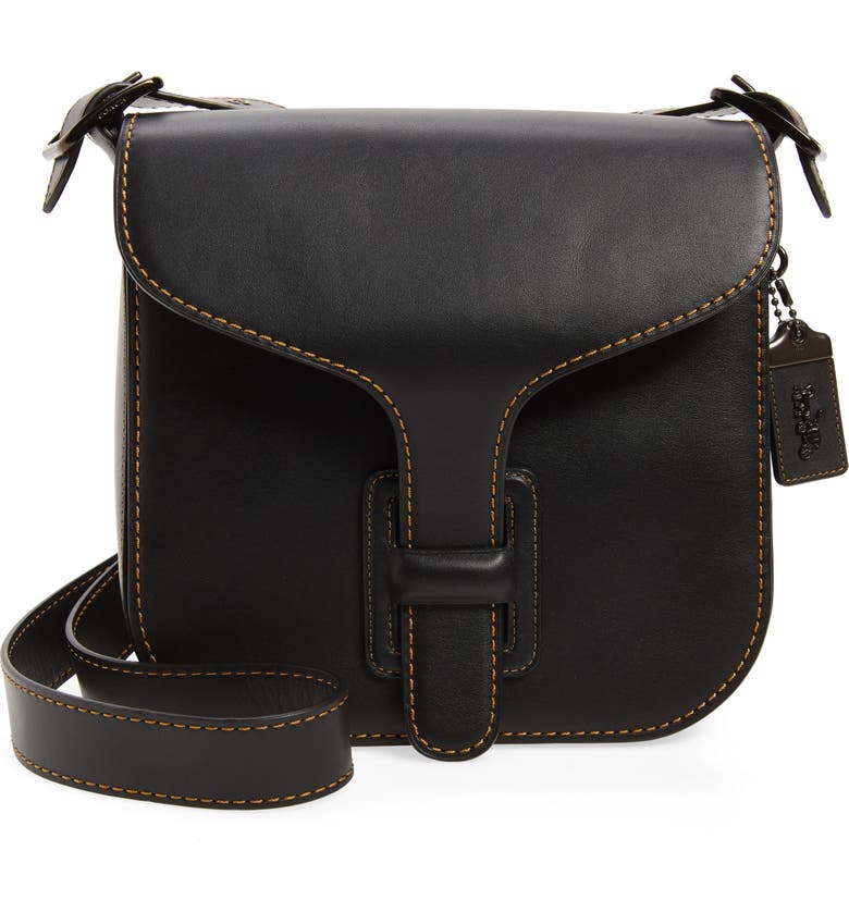 COACH Courier Leather Convertible Bag, Main, color, BLACK