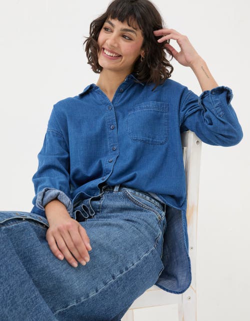 Shop Fatface Carolin Denim Shirt In Vintage Blue