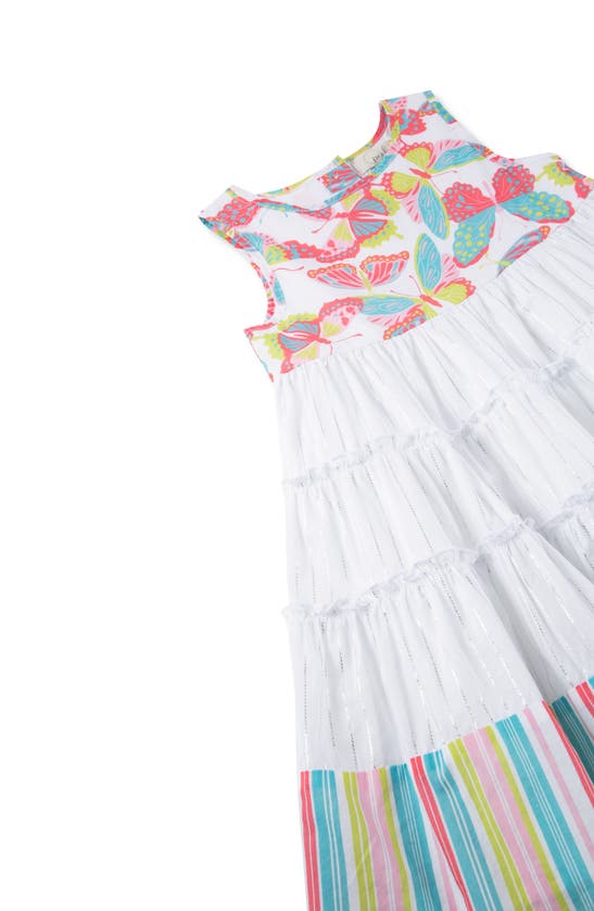 Shop Peek Aren't You Curious Kids' Twin Print Tiered Dress In White Multi