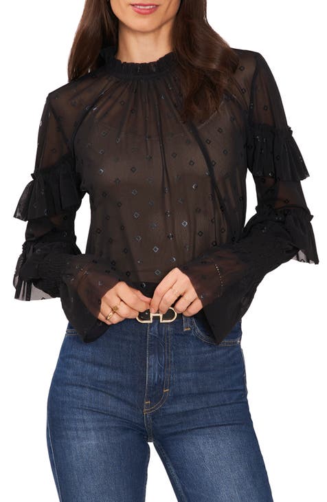 sheer sleeve blouse | Nordstrom