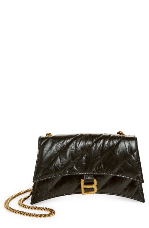 Balenciaga Hourglass Quilted Crushed Leather Wallet on a Chain in Black at Nordstrom