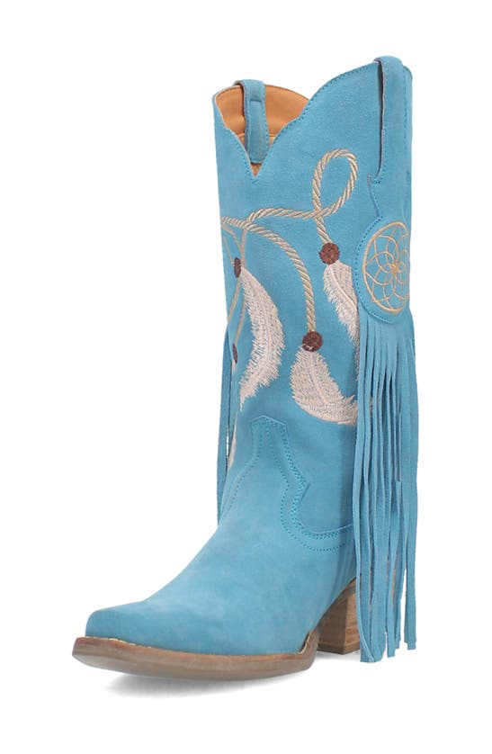 Dingo Day Dream Fringe Embroidered Western Boot In Blue