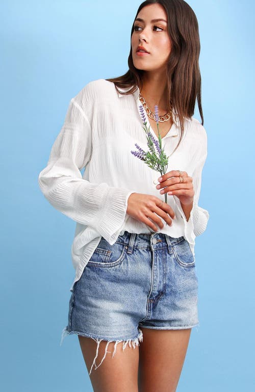 Shop Belle & Bloom Yoko Shirred Chiffon Blouse In Cream