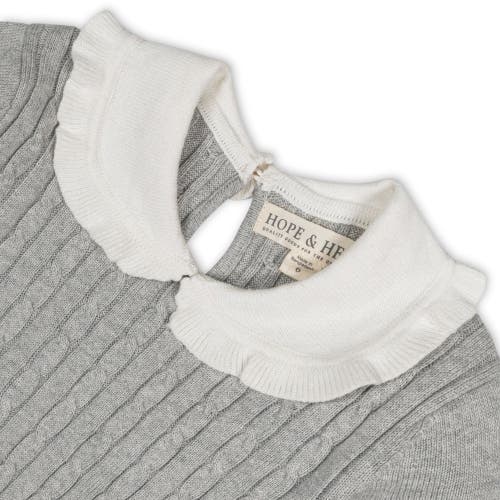 Shop Hope & Henry Girls' Organic Peter Pan Collar Sweater Dress, Toddler In Gray Heather Cable