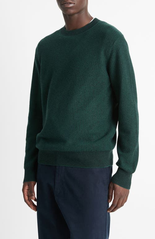 Shop Vince Geometric Jacquard Wool & Cotton Blend Crewneck Sweater In Emerald Bay/black