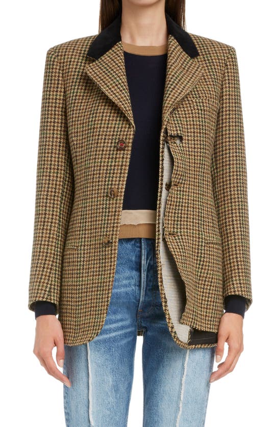 MAISON MARGIELA DECONSTRUCTED HOUNDSTOOTH WOOL BLAZER