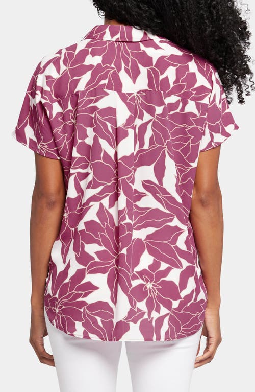 Shop Nydj Becky Leaf Print Split Neck Woven Top In Adonia