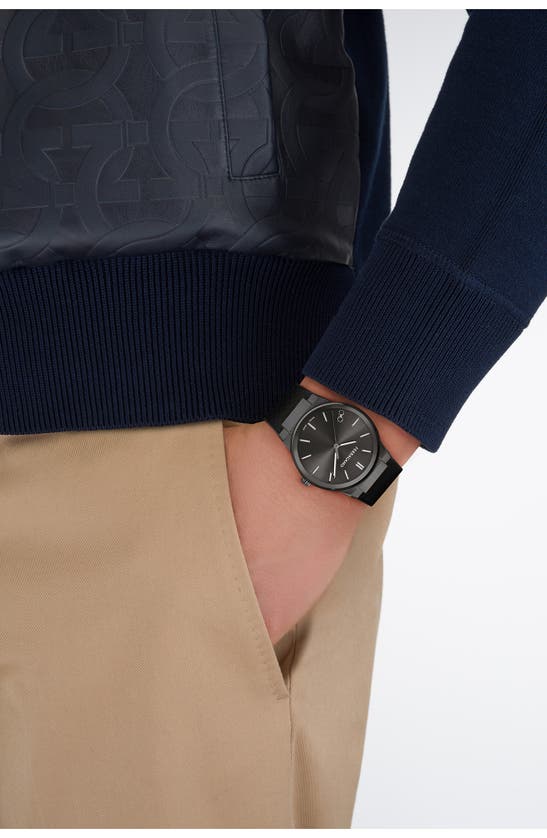 Shop Ferragamo Infinity Sapphire Silicone Strap Watch, 41mm In Ip Black